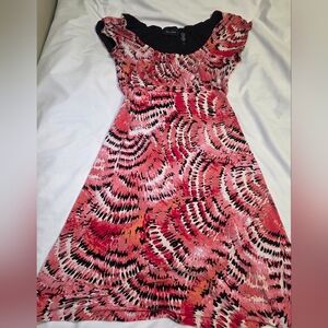 Axcess Short Sleeve Stretch String Belt Tie Dress-Size Med Coral